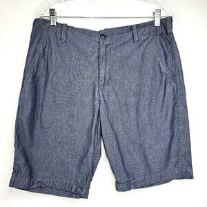 Express Dark Blue Chambray 33x10 Flat Front Chino Shorts